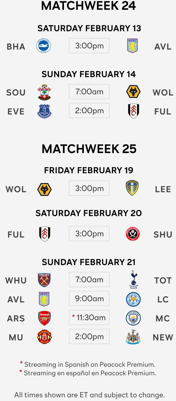 Premier League Streaming live with Peacock Premium