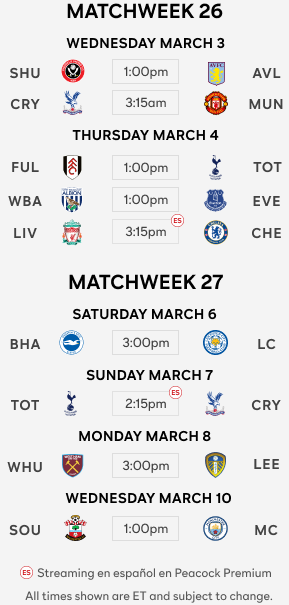 Nbc Premier League Schedule Peacock / How To Watch Premier League On