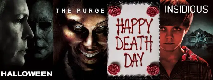 Halloween Blumhouse movies (Halloween (2018), The Purge, Happy Death Day, Insidious) Image