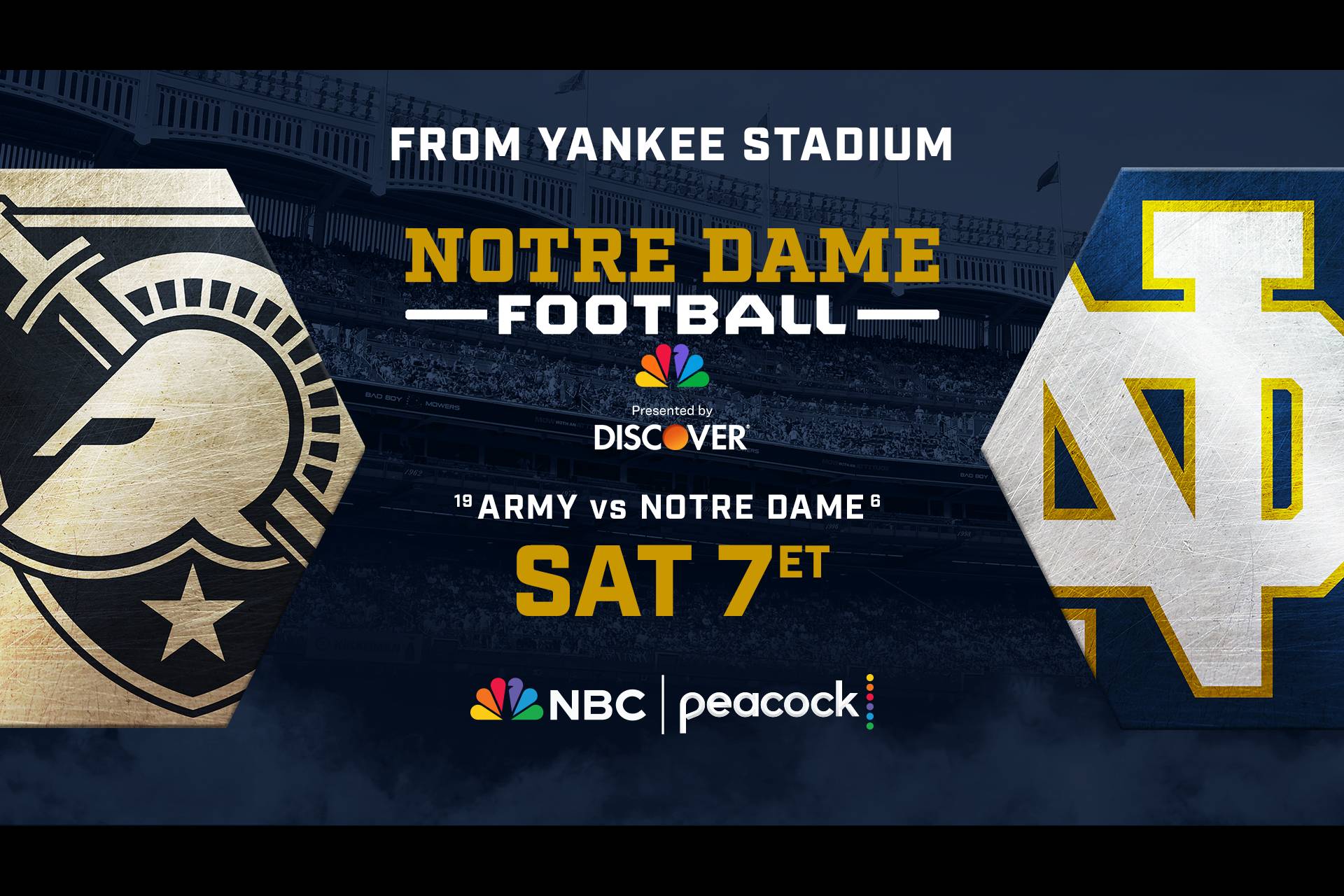 Watch Notre Dame Football face Army at Yankee Stadium Saturday at 7p ET on Peacock and NBC