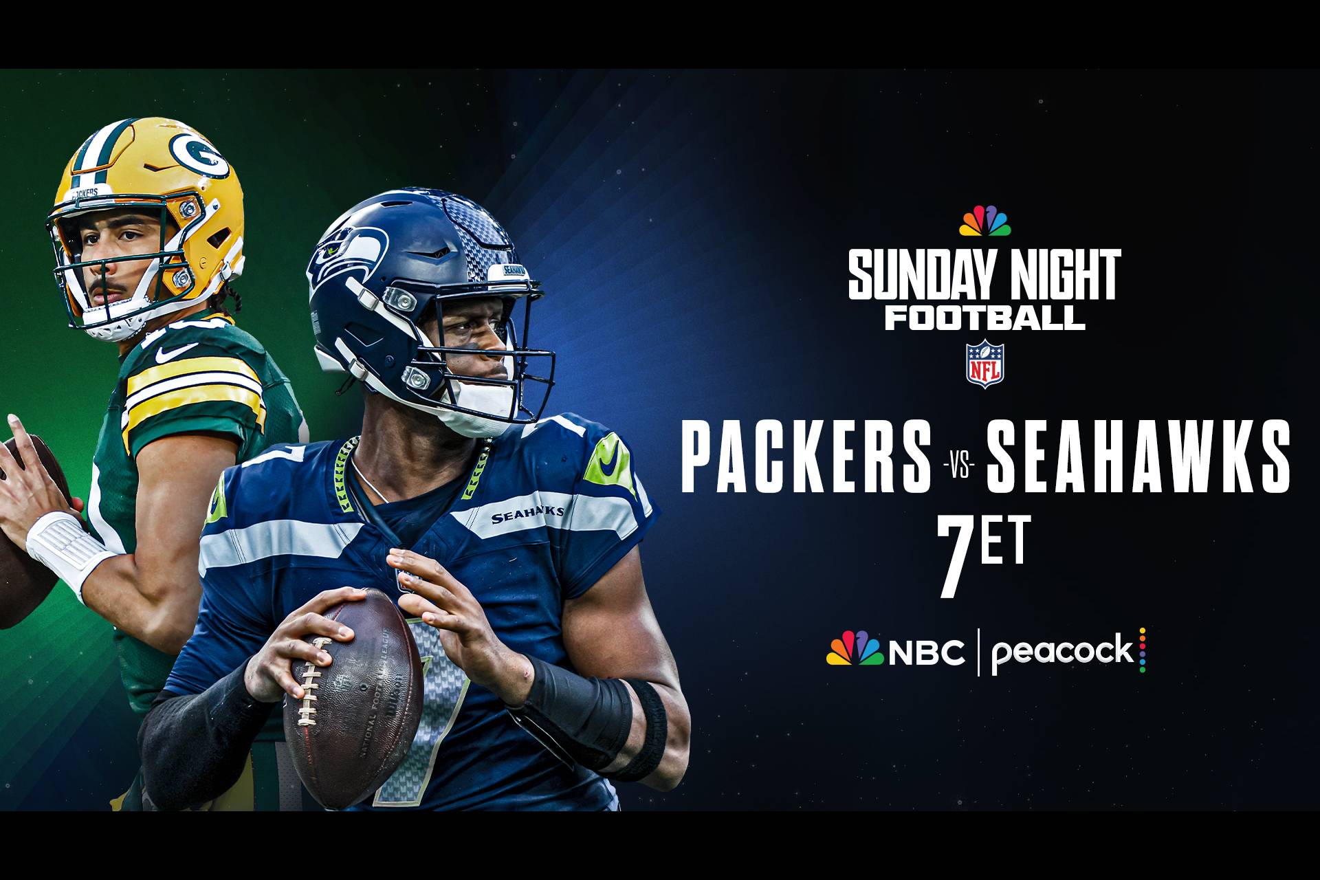 Jordan Love of the Green Bay Packers will face Geno Smith of the Seattle Seahawks on Sunday Night Football at 7p ET on Peacock and NBC.