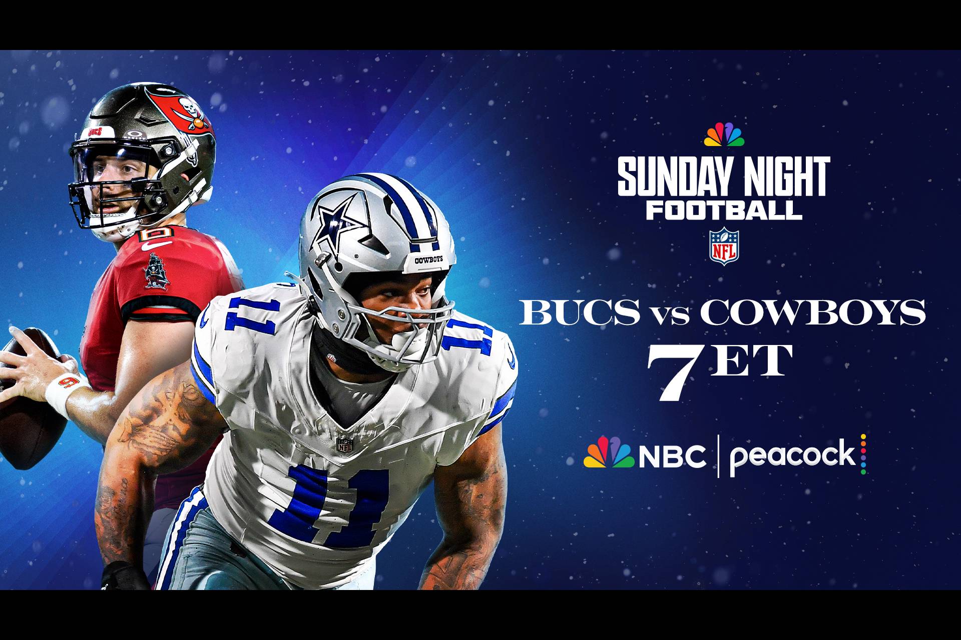 Baker Mayfield and Micah Parsons feature in Bucs vs Cowboys on Sunday Night Football, LIVE at 7p ET on Peacock and NBC