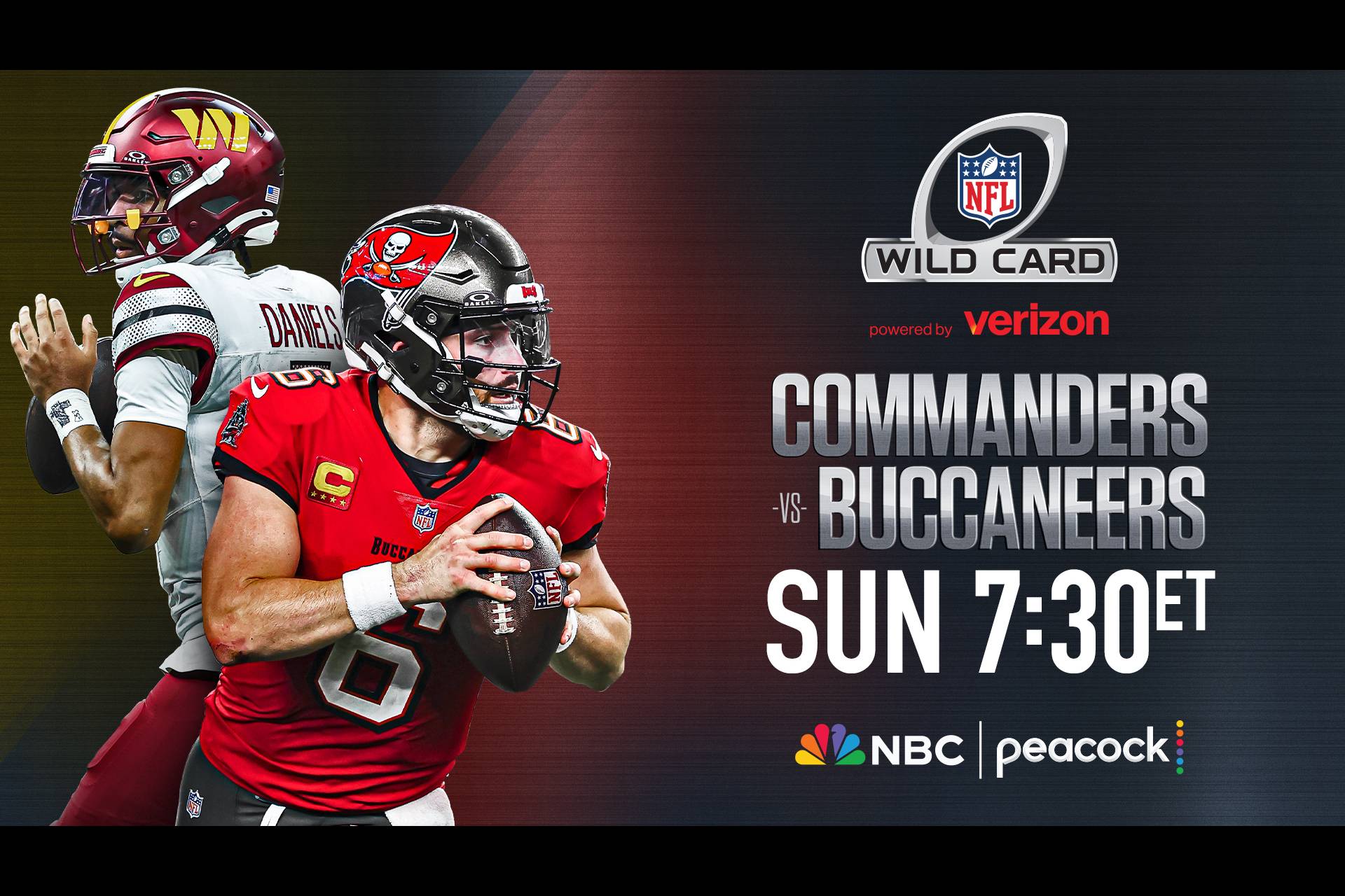 The Commanders face the Buccaneers in the NFL Wild Card Round Sunday at 7:30 on Peacock and NBC.