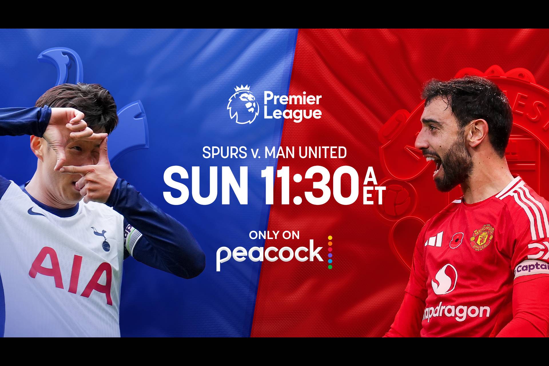 Spurs will face Man United in Premier League Sunday at 11:30a ET only on Peacock