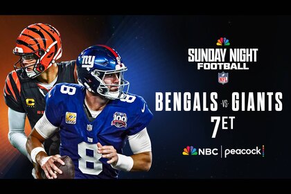 Joe Burrow and the Cincinnati Bengals will face Daniel Jones and the New York Giants on Sunday Night Football at 7p ET on Peacock and NBC