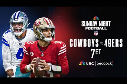 Dak Prescott and the Dallas Cowboys face Brock Purdy and the San Francisco 49ers on Sunday Night Football at 7p ET on Peacock and NBC