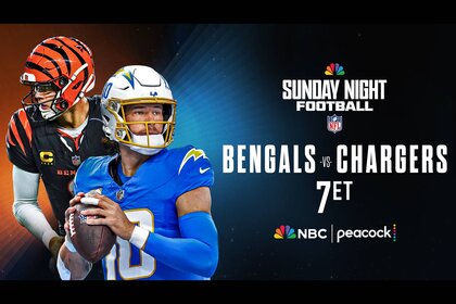 Joe Burrow of the Bengals faces Justin Herbert of the Chargers on Sunday Night Football at 7p ET on Peacock and NBC