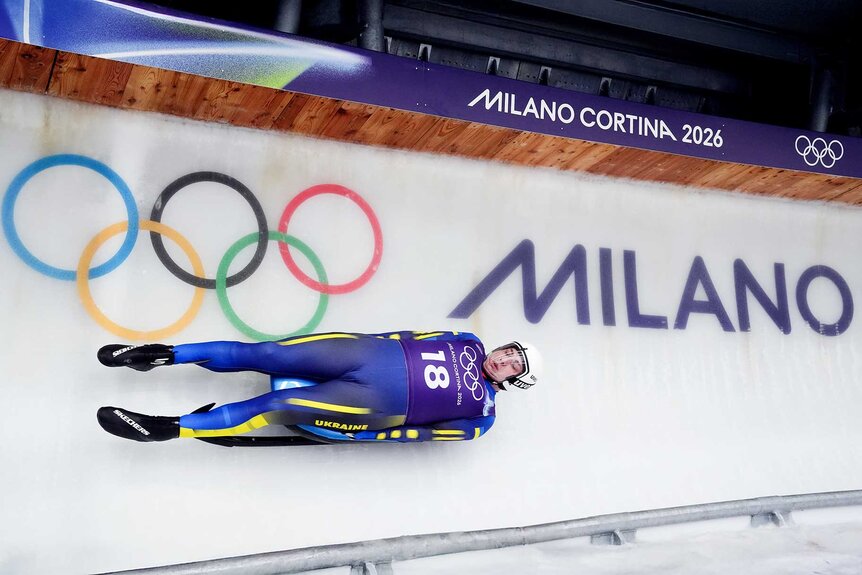 Ukraine's Andriy Mandziy during a Luge training run ahead of the Milano Cortina 2026 Winter Olympics.