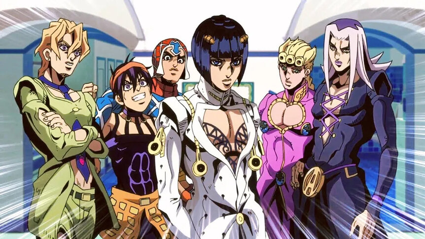 Animation of characters on Anime, Jo Jos Bizarre Adventure.